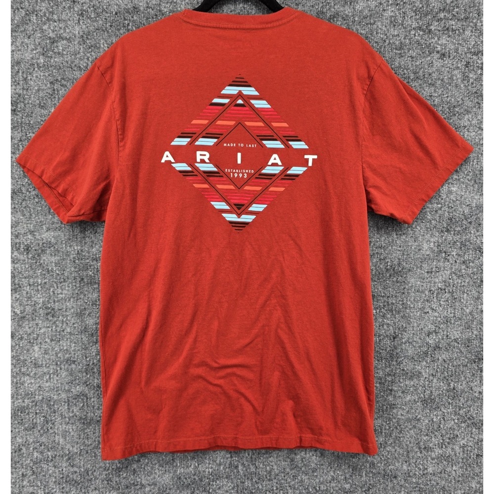 Ariat for Buckle Men's Diamond Serape T-Shirt Sz L Red Logo Western Aztec Tee
